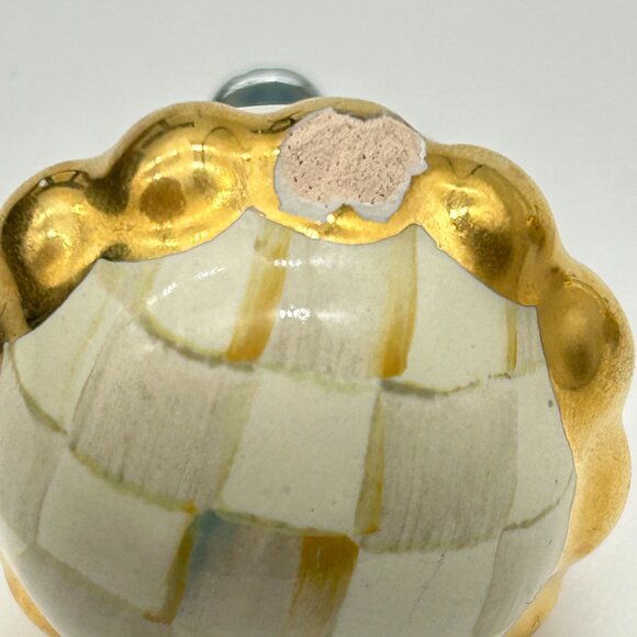 MacKenzie Childs Ceramic Parchment Courtly Check drawer/door pull/knobs 1.5” - Picture 7 of 8